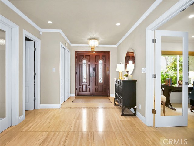 Double-door entry way of this beautiful home.
