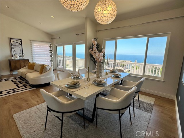 beautiful ocean view through living and dining room