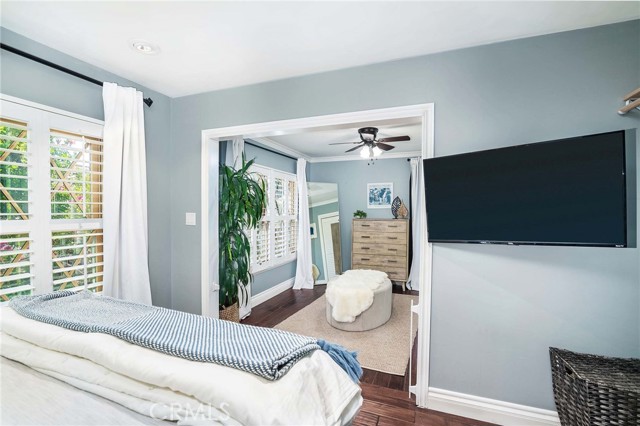 Looking from the pillows out to the sitting room in the largest( formerly the master bedroom)