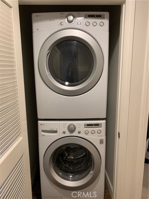 Stacked washer & dryer in closet