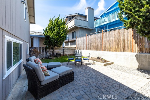 Backyard patio for lounging.