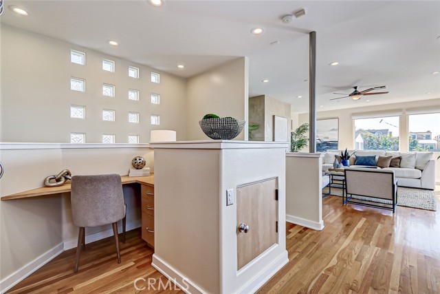 Adjacent to the dumbwaiter is this perfectly located built in desk.