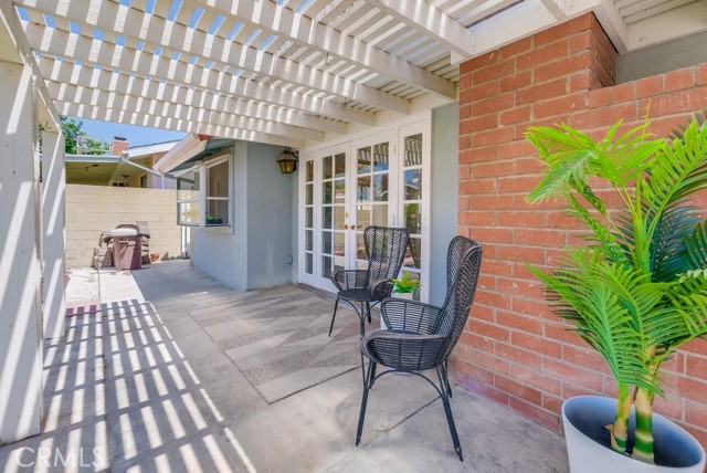 Pergola in backyard