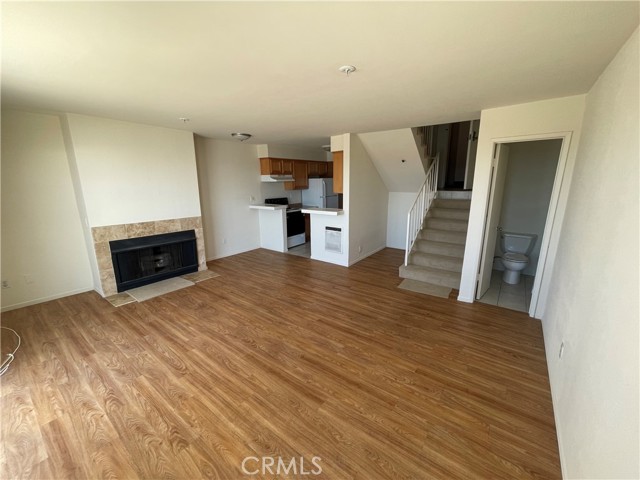 Downstairs family room with half bath