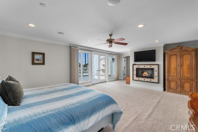 Primary Bedroom Suite with Fireplace, Doors to Balcony