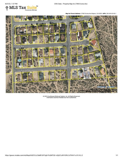 2768 Encina Avenue, Mojave, California 93501, ,Land,For Sale,2768 Encina Avenue,CRSR23181755