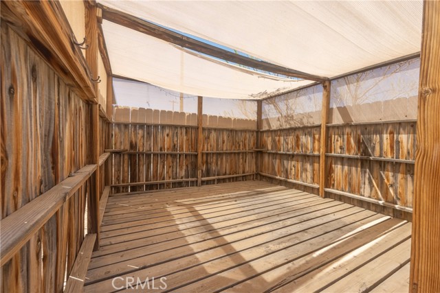 Wood shade structure inside