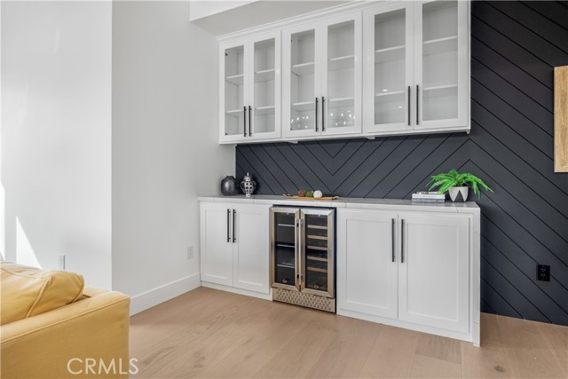 Built in credenza with dual temperature wine storage