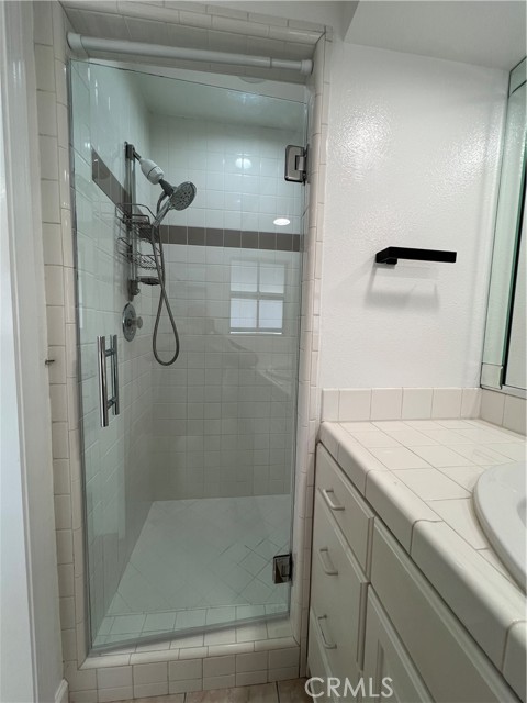 Your walk-in shower is roomy.