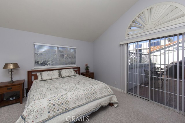 Master bedroom leads out to deck.