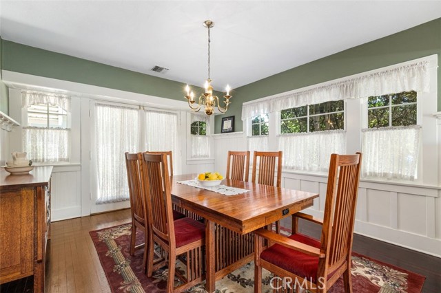 Dining room. French doors open north to the yard.