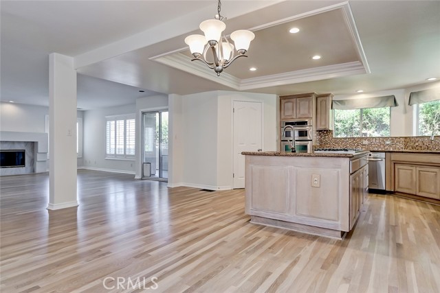 Kitchen wide open to family room