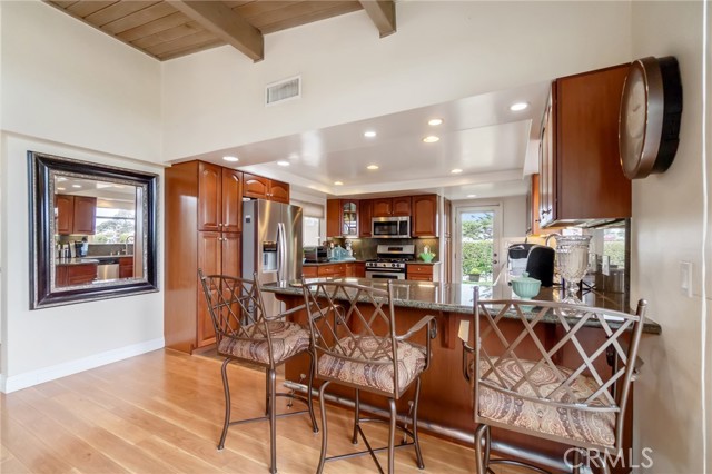 Breakfast bar looking into kitchen