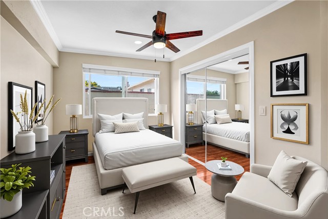 Bedroom digitally staged.