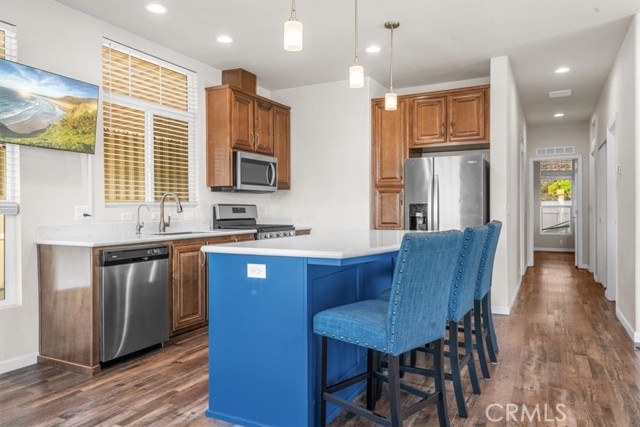 Custom kitchen island with soft close cabinets and pullouts