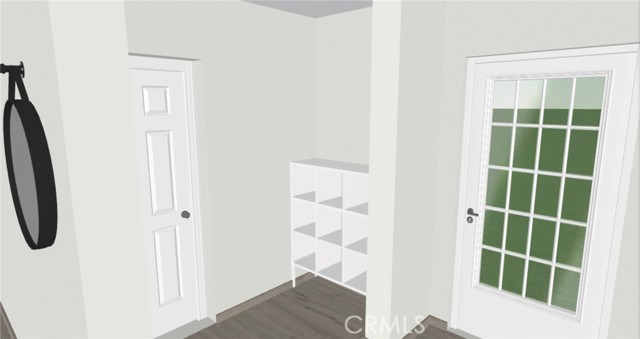 3D Virtual View Of Rear Entrance and Full Guest Bathroom