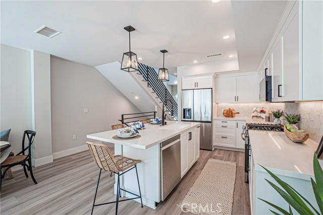 View of Kitchen from living room area.