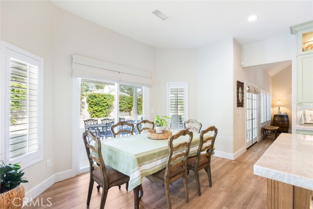 Either a round or rectangle table works well in this area.