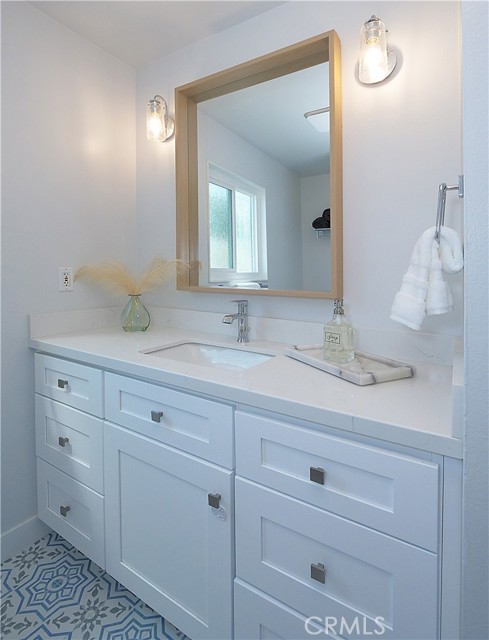 Large Vanity in Hall Bathroom