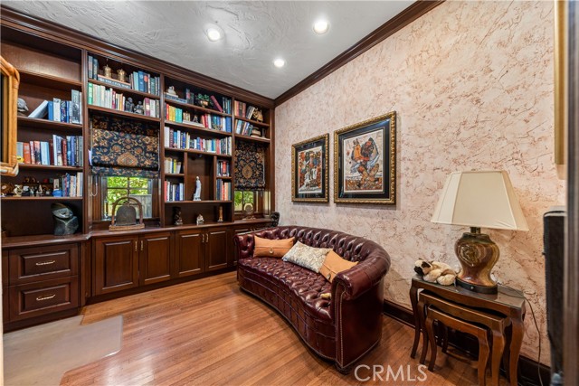 Frist floor Study/office with a custom library wall