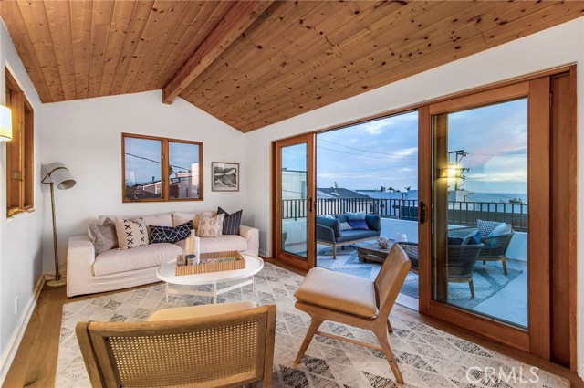 Bonus room with vaulted, tongue and groove ceilings on third level with large deck.