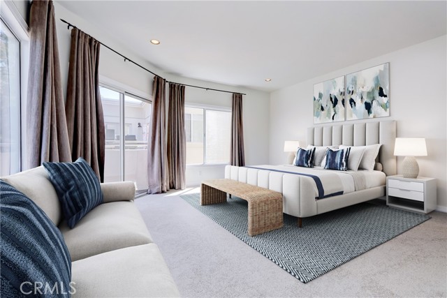 Virtually staged primary bedroom