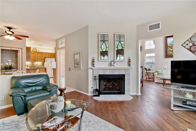 Looking from family room toward kitchen and living room