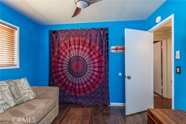 Bedroom #3 - large closet behind the cool curtain!