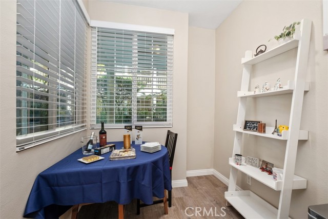 Cozy breakfast nook with view of the community greenery