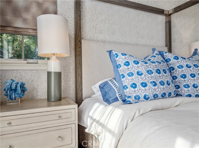 Details in the master bedroom echo the ambiance of the ocean