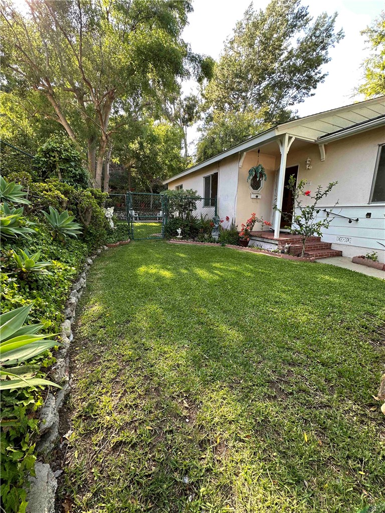 Lovely front yard leading up to the front door.