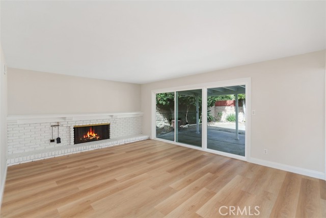 Cozy fireplace in spacious living room