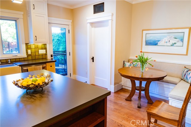 Dining banquette for casual bites & in kitchen dining.