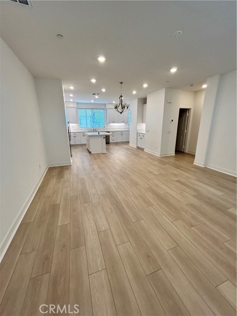 Family room view to kitchen