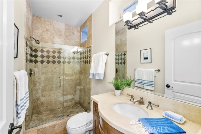 Lower level bathroom with walk in shower