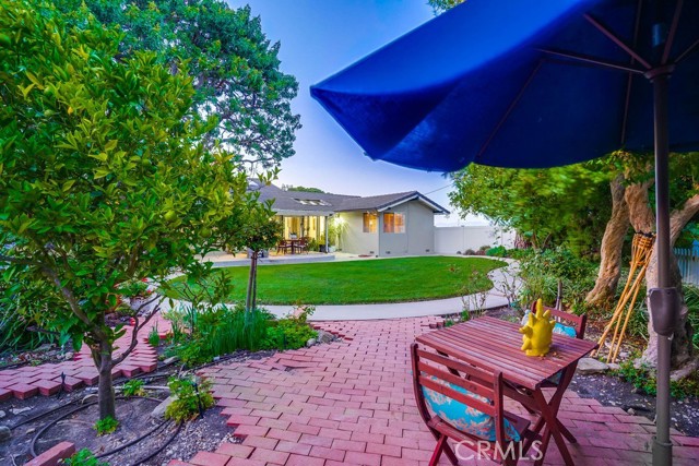 Sitting area in backyard