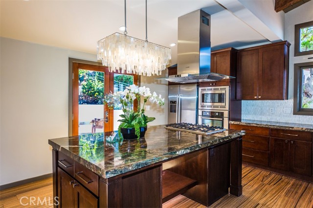 Kitchen open to front yard seating