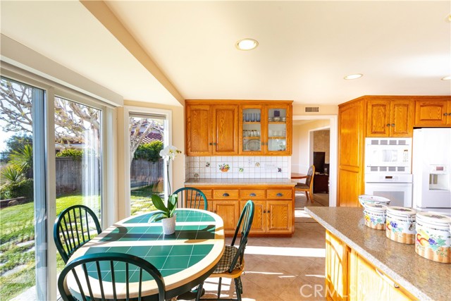 Breakfast nook table with a big view