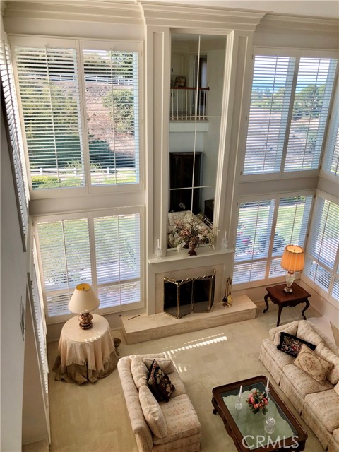 Looking down from bridge to Living room
