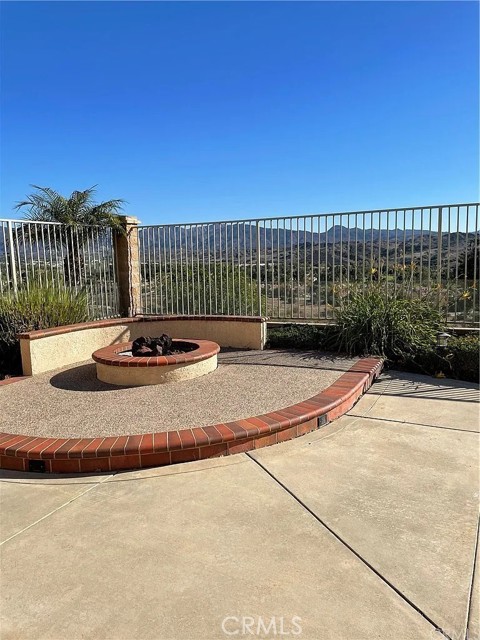 Fire pit in backyard