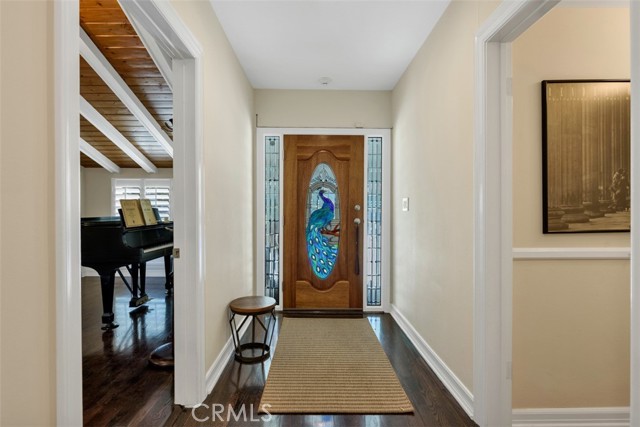 Peacock stained glass front door