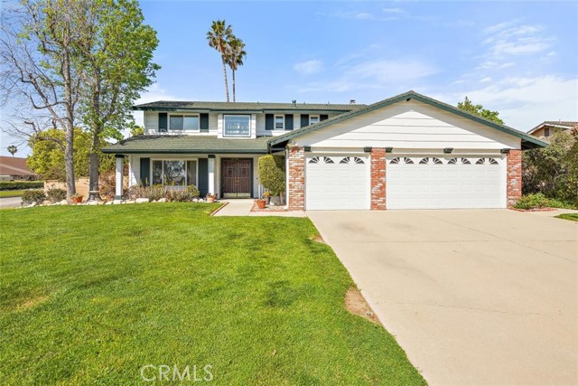 6486 Via Serena Rancho Cucamonga, California Prestigious entry leads to covered porch and double door entry. Exterior accents include used brick and window shutters. New dual pane windows throughout. New steel man door from garage to exterior. Entry foyer steps down to formal living and dining room with wood-look, waterproof vinyl laminate. Newer French doors lead from formal dining room to exterior patio. Large family room also features wood-look waterproof vinyl laminate with built-in entertainment center/bookcase and raised fireplace. Family room is open to bright, sunny kitchen with granite countertops, stainless steel appliances and sink, and recessed lighting. Inside laundry area with built-in storage cabinets. Fourth bedroom upstairs is used as Game Room (seller willing to leave most items including pool table, TV, etc.). Master bedroom features plantation shutters and mirrored wardrobe closets. Spacious backyard features remodeled pool with new rock surrounds, putting green, firepit, and more!