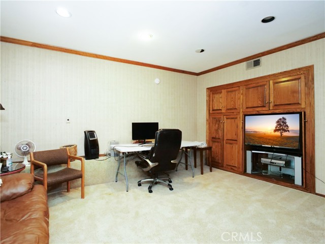 Downstairs #4 office/bedroom with built in cabinetry and television