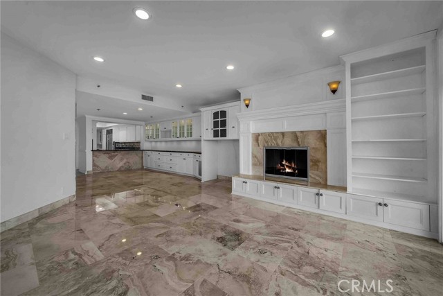 Living Room with Wood Burning Fireplace