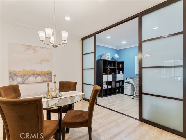 Enclosed office in living room.
