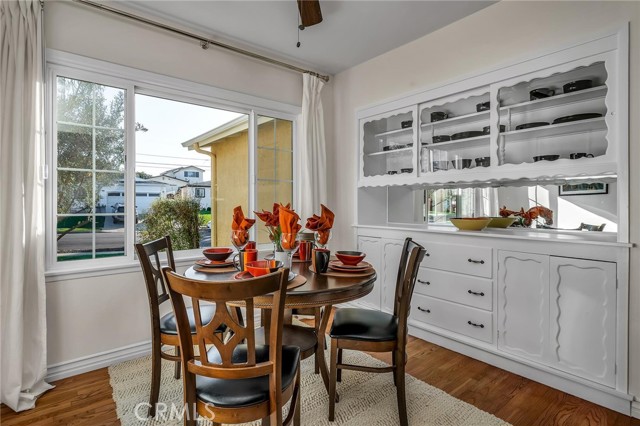 Dining with built-in cabinets