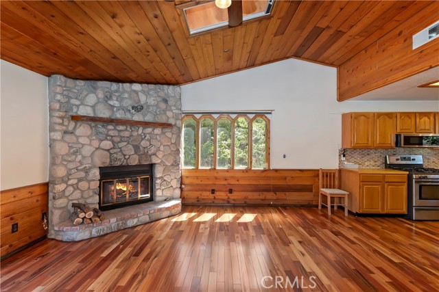 Stone fireplace