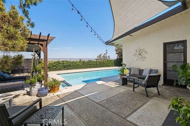 Spacious backyard patio area