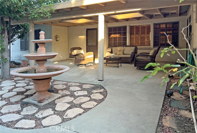 Patio with view towards laundry room door