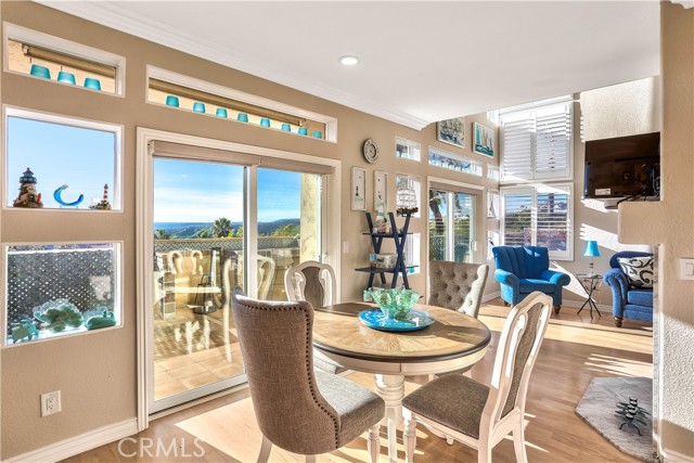 Your dining room also has a panoramic view of the ocean, harbor and Catalina Island.